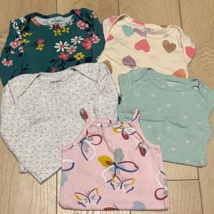 Carter's Floral and Heart Baby Bodysuit Set